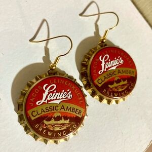 Leinenkugel’s Beer Bottle Cap Earrings – Handmade, Unique Jewelry for Craft Beer